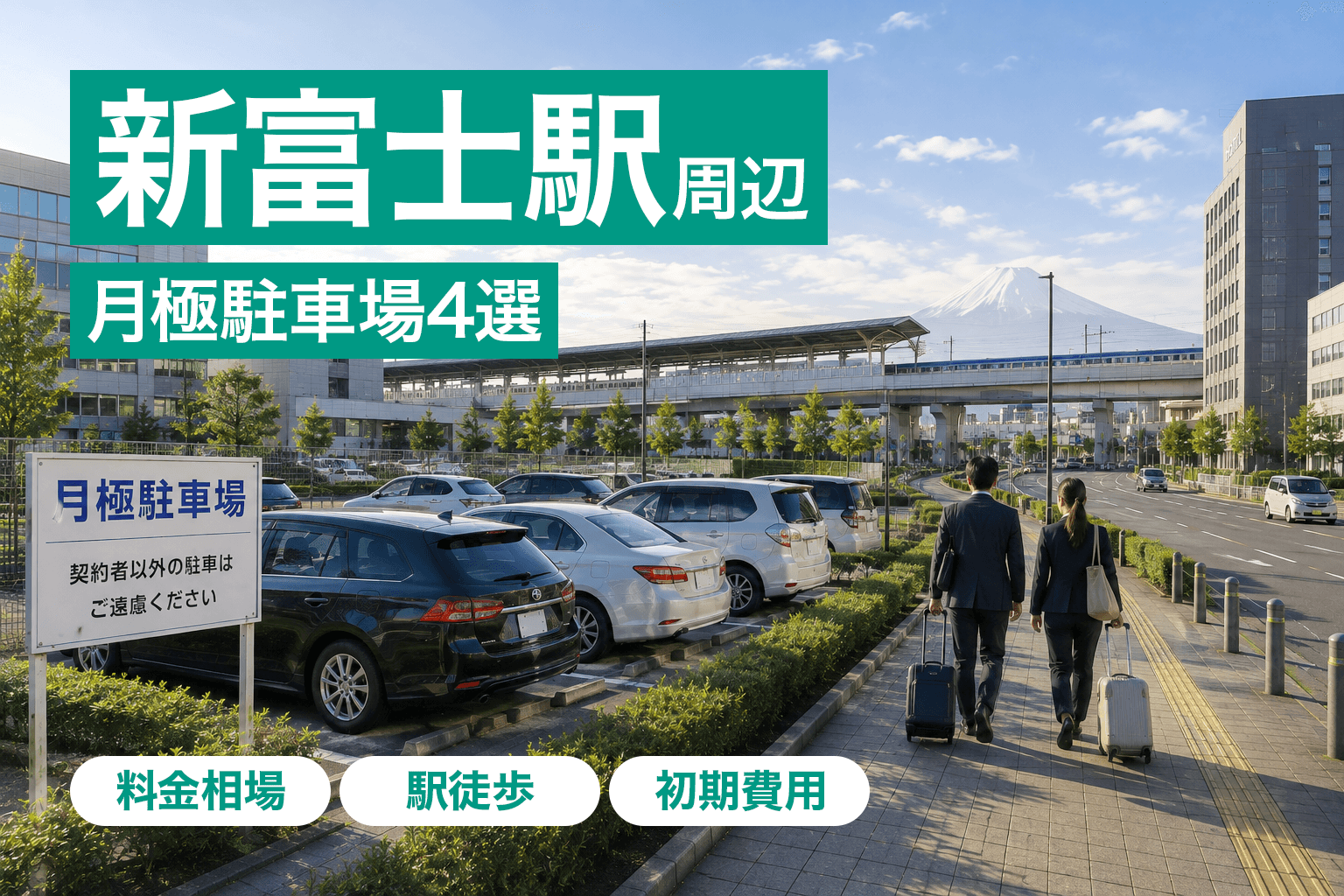 新富士駅周辺の月極駐車場4選｜駅前の公営は送迎用30台だけ・料金相場と駅からの距離を比較
