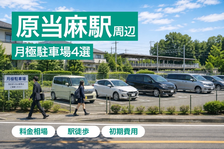 原当麻駅周辺の月極駐車場4選|橋本・海老名の両方に12分・乗換0回。駅前1万円との差を比較