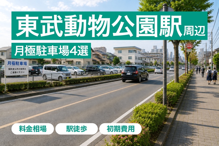 東武動物公園駅周辺の月極駐車場4選|駅前は8,800円で満車待ち・徒歩15分なら4,400円台